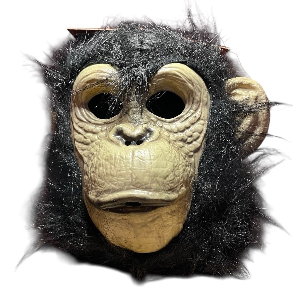 NEW Adult Gorilla Face Mask w/Hair Ape King Kong Animal Halloween Costume Play
